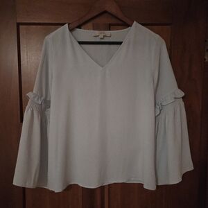 LOFT Light Blue Decorative Bell Sleeved Blouse